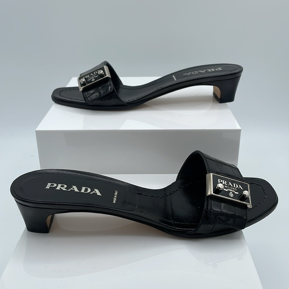 Authentic Prada Black Genuine Crocodile Mules - Picture 3 of 7